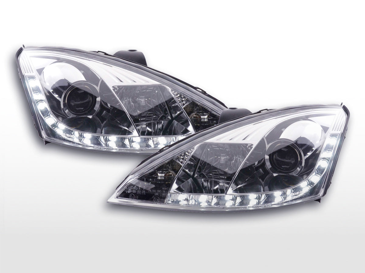 Scheinwerfer Set Daylight LED Tagfahrlicht Ford Focus 1 C170 chrom Scheinwerfer Set Daylight LED Tagfahrlicht Ford Focus 1 C170 chrom